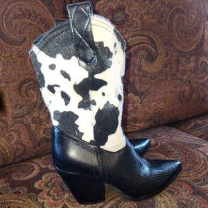 Dolls Kill cow print fashion cowgirl boots